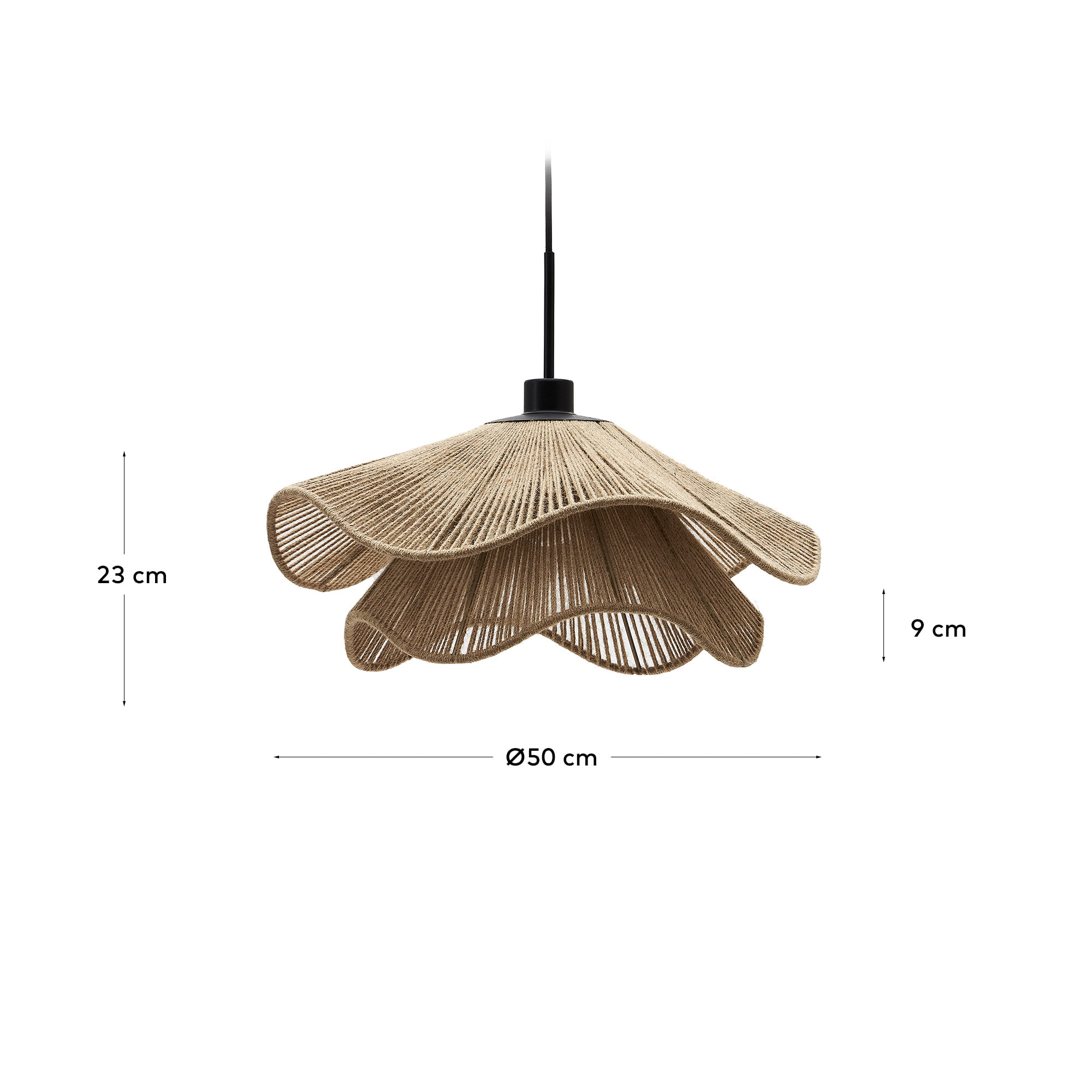 Kave Home Lampenkap 'Pontos' Dubbel, Jute, 50cm