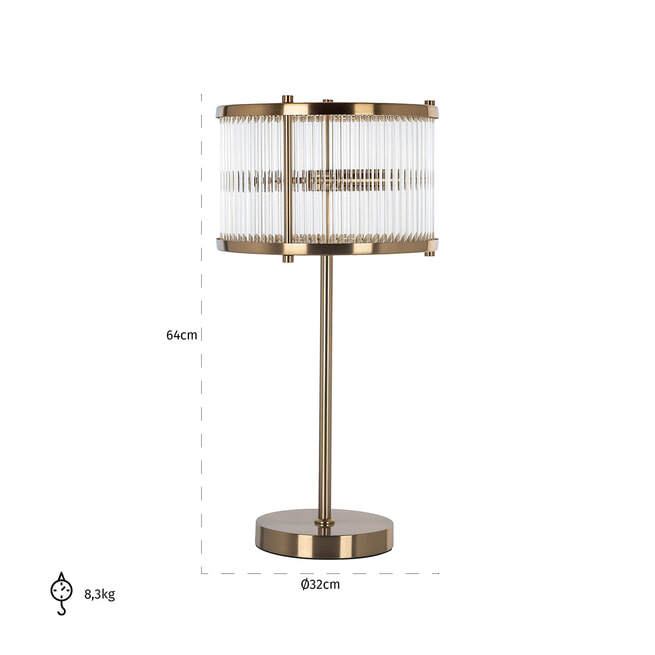 Richmond Tafellamp 'Loiza' 64cm hoog, kleur Brushed Gold