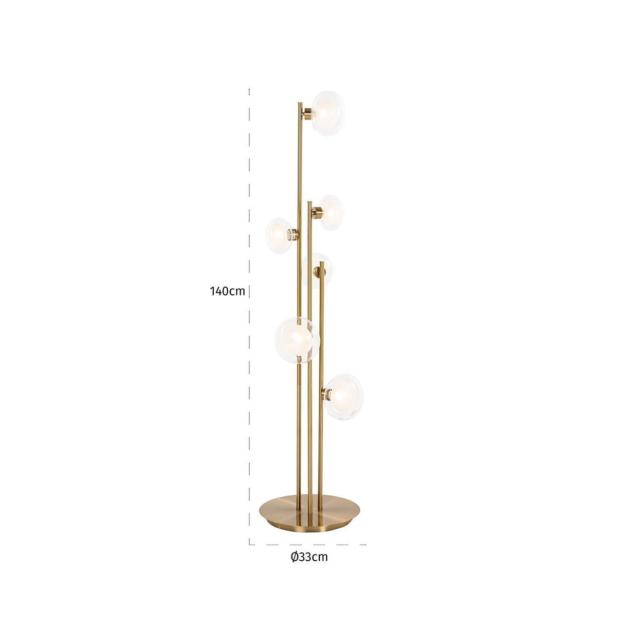 Richmond Vloerlamp 'Luva' 6-lamps, kleur Brushed Gold