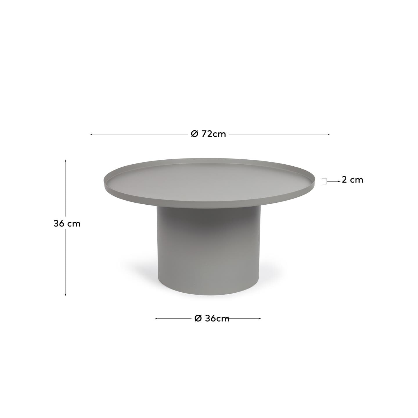 Kave Home Ronde Salontafel 'Fleksa' 72cm, kleur Grijs