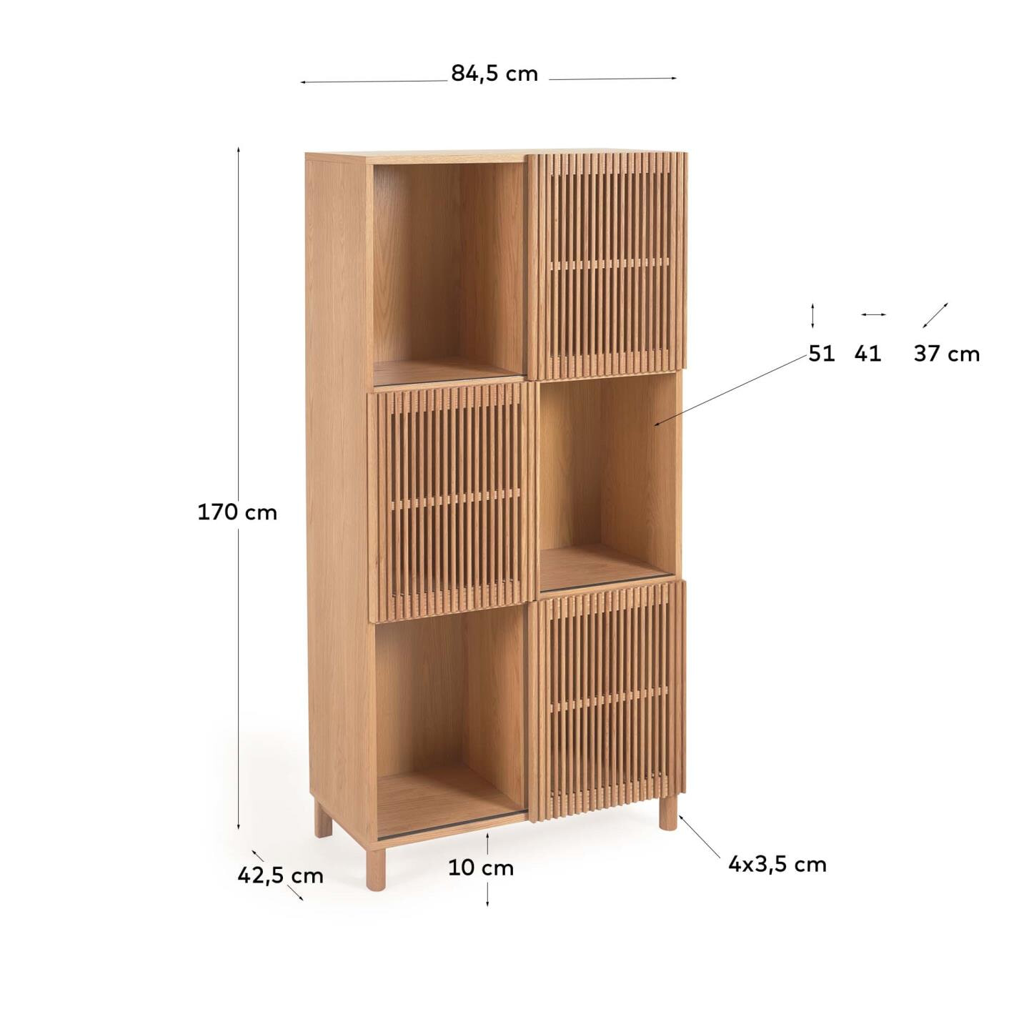 Kave Home Opbergkast 'Beyla' Eikenhout, 170 x 85cm, kleur Naturel