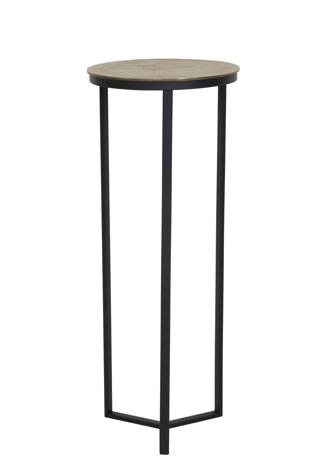 Light & Living Bijzettafel 'Retiro' zuil, mat zwart+ruw antiek brons