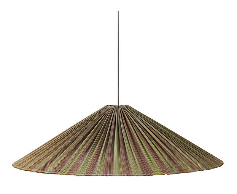 HKliving Hanglamp Plisse Bamboe, Ø80cm - Bruin,Groen