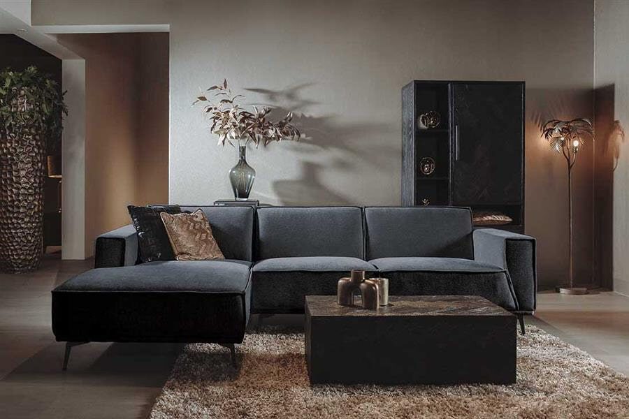 Tower Living 2,5-zits Loungebank 'Leeds' Links, kleur Black Blue