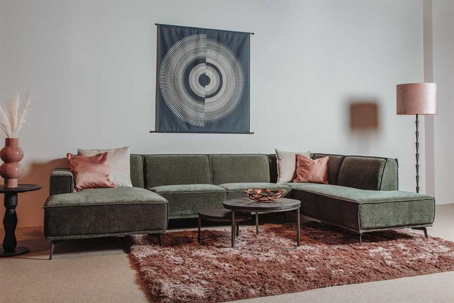 Tower Living 2,5-zits Hoekbank 'Leeds' Lounge links, kleur Bottle Green