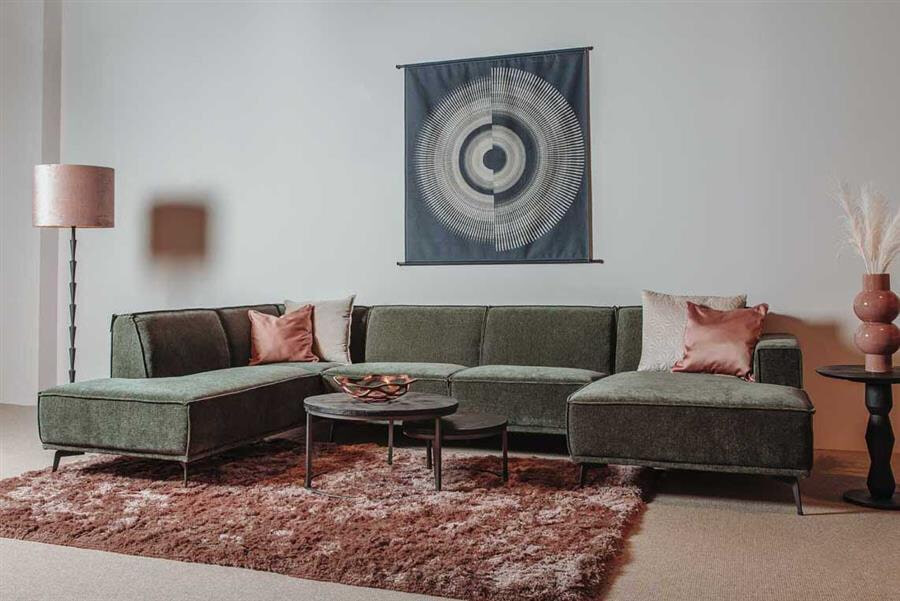 Tower Living 2,5-zits Hoekbank 'Leeds' Lounge rechts, kleur Bottle Green