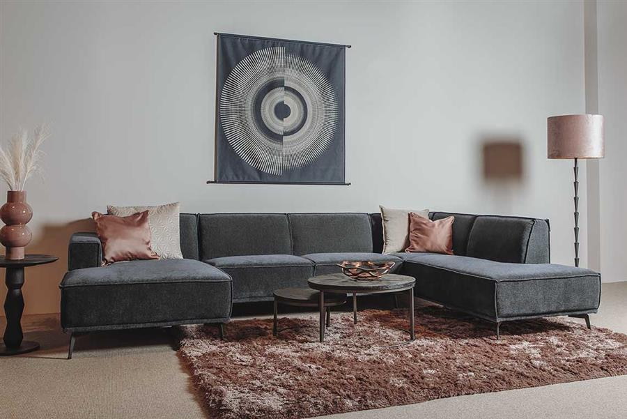 Tower Living 2,5-zits Hoekbank 'Leeds' Lounge links, kleur Black Blue