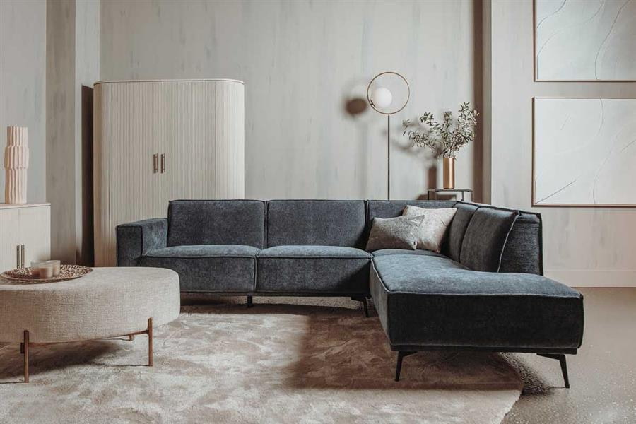 Tower Living 2,5-zits Hoekbank 'Leeds' Rechts, kleur Black Blue