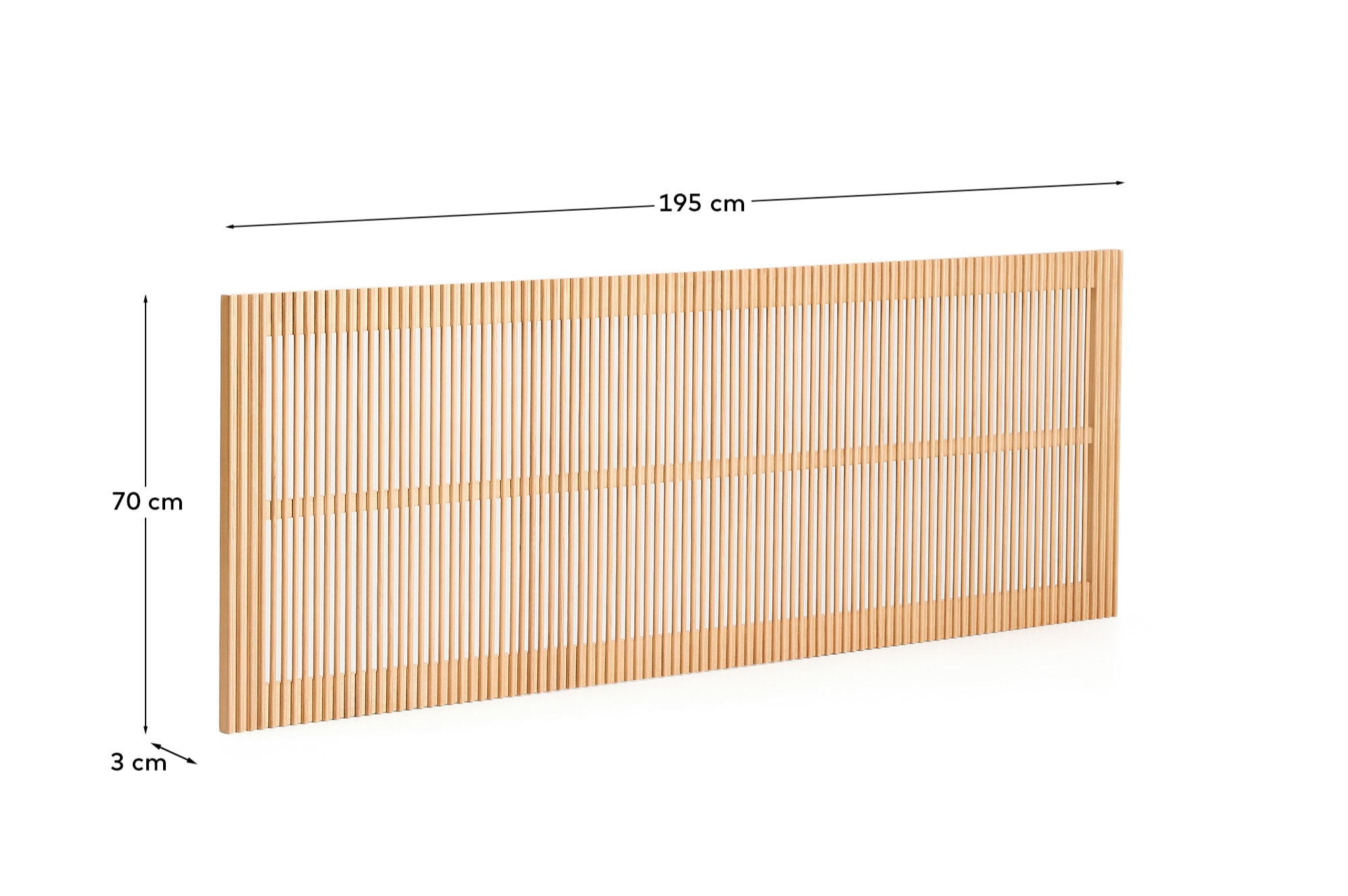 Kave Home Hoofdbord 'Beyla' Eikenhout, 195 x 70cm