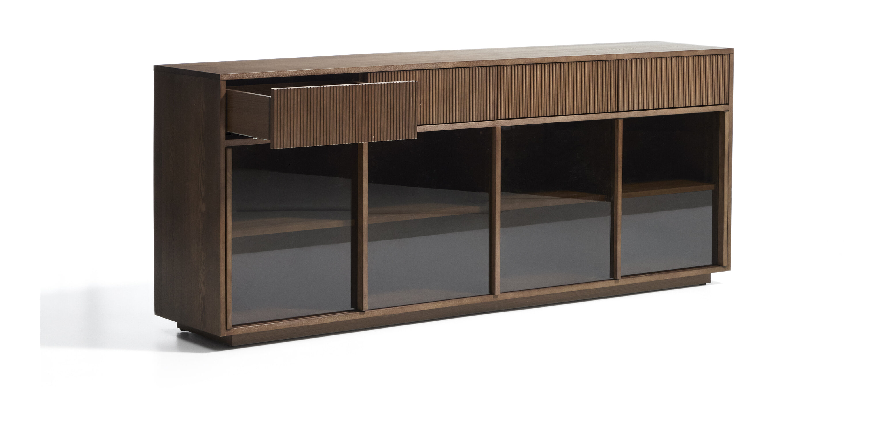 Kave Home Dressoir Helvine Essen en glas, 200cm - Bruin
