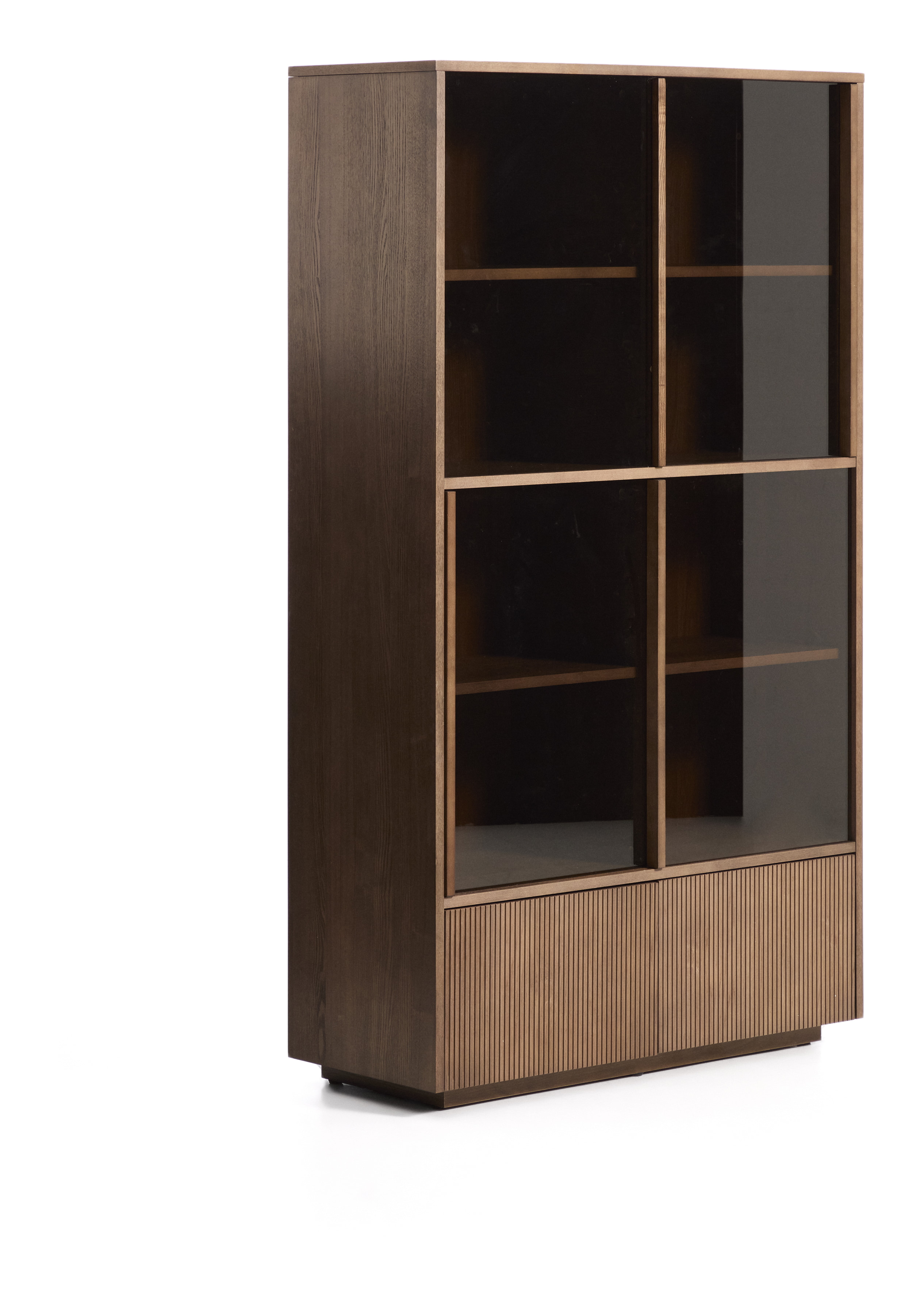 Kave Home Vitrinekast Helvine Essen en glas, 174 x 100cm - Bruin