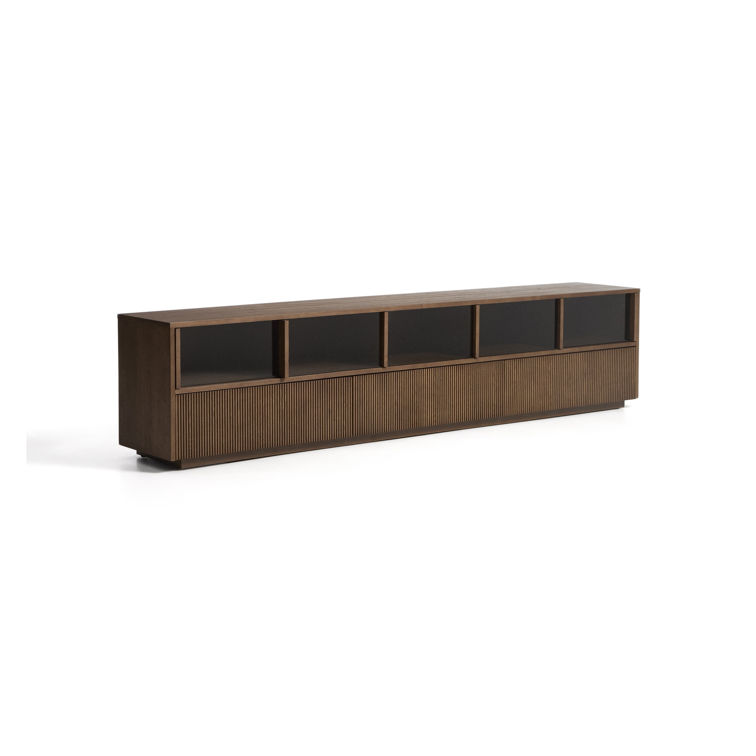 Kave Home TV-meubel Helvine Essen en glas, 242cm - Bruin