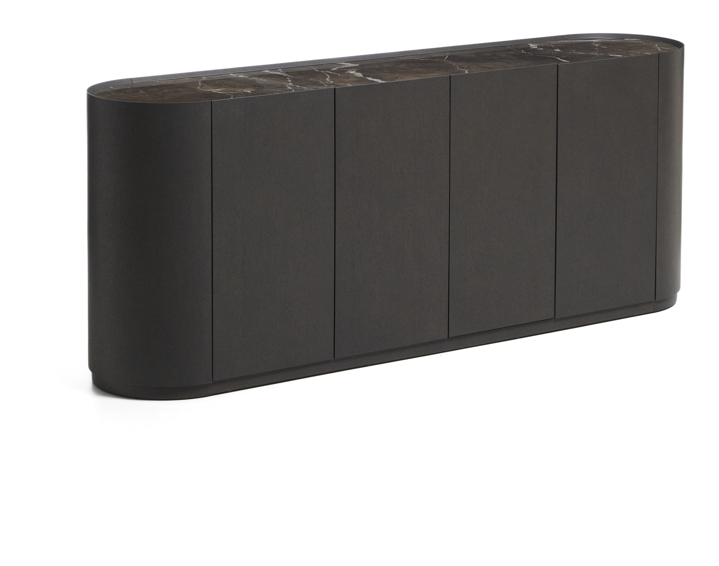 Kave Home Dressoir Nemore Eiken en marmerlook, 200cm - Donkerbruin