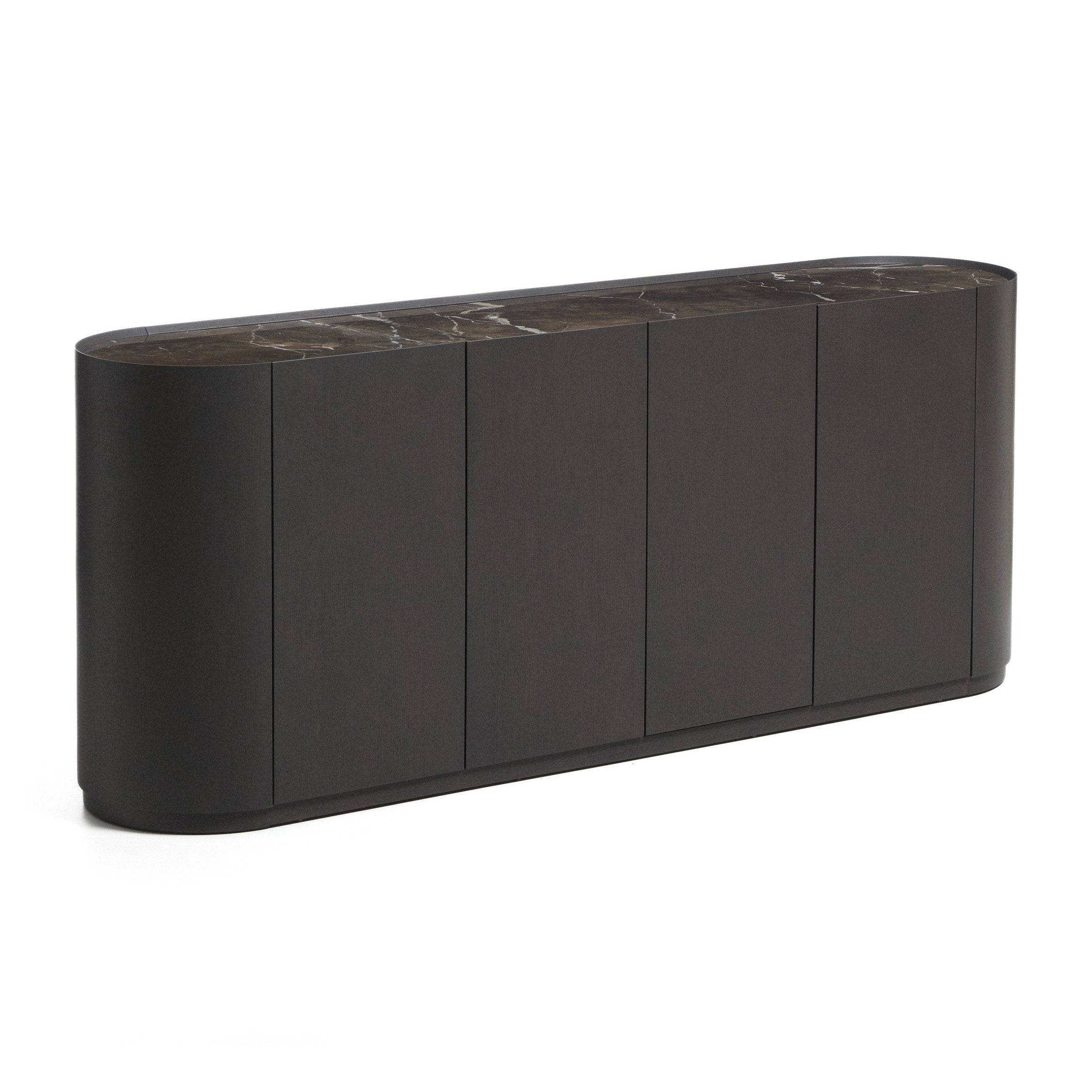 Kave Home Dressoir Nemore Eiken en marmerlook, 200cm - Donkerbruin