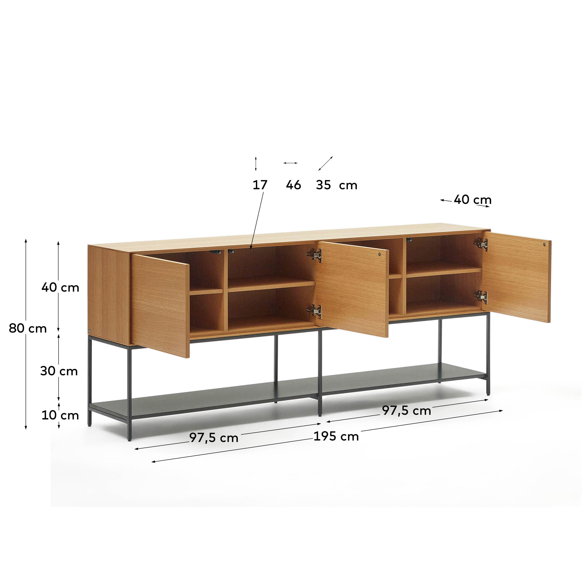 Kave Home Dressoir 'Vedrana' Eiken, 195cm