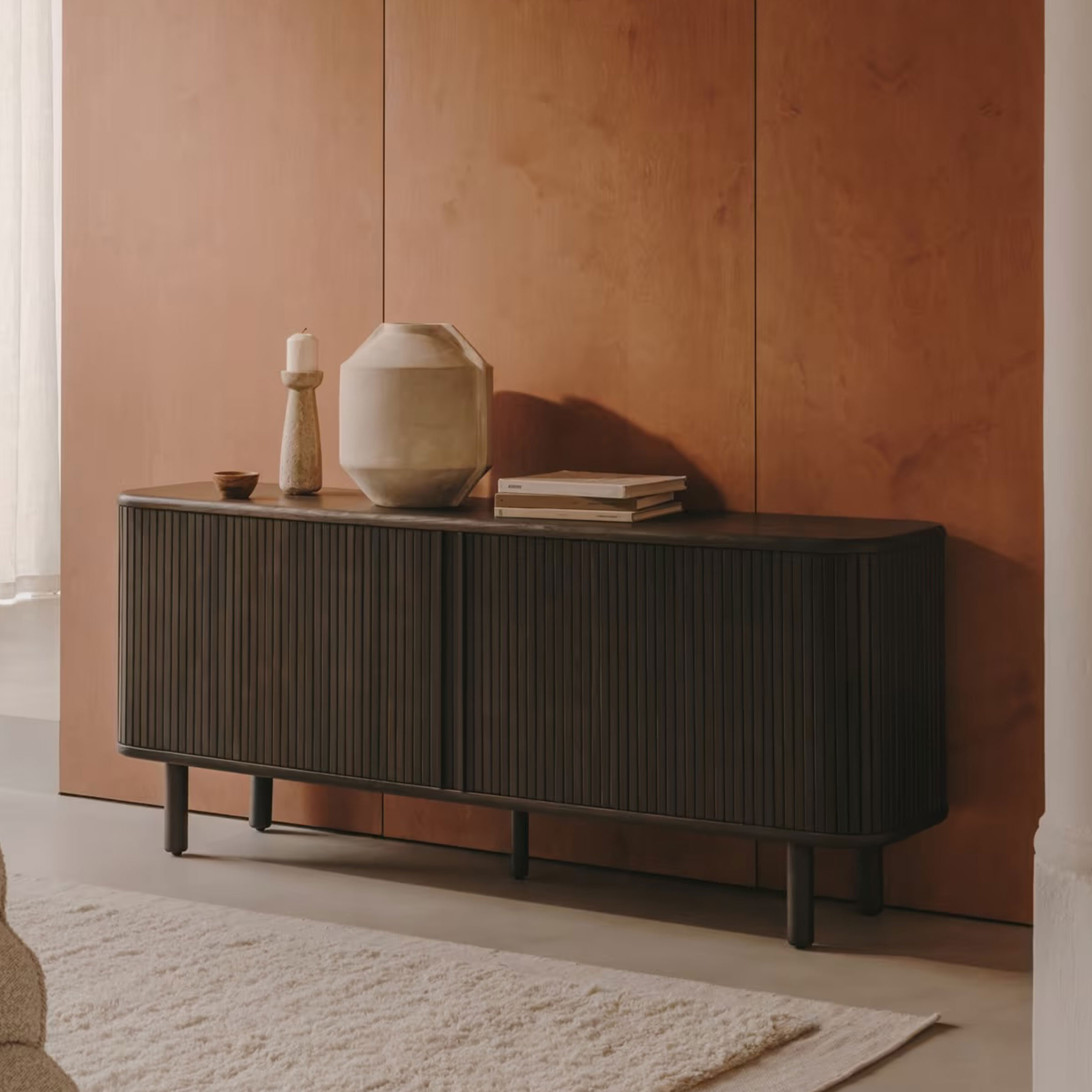 Kave Home Dressoir Mailen Essenhout, 180cm - Donkerbruin - Japandi