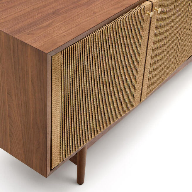 dressoir notenhout modern Dressoir in hout met notenkleur Pillar
