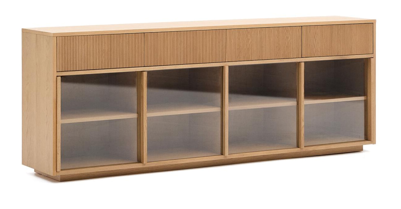 Kave Home Dressoir 'Helvine' Eiken en glas, 200cm
