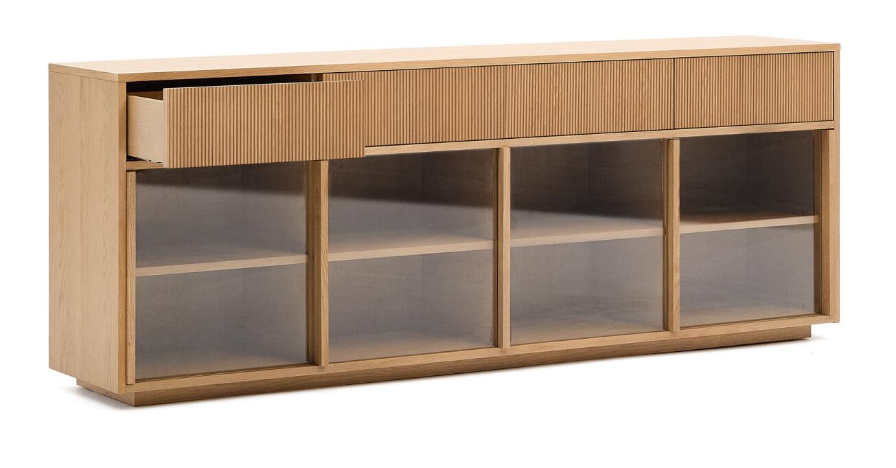 Kave Home Dressoir 'Helvine' Eiken en glas, 200cm
