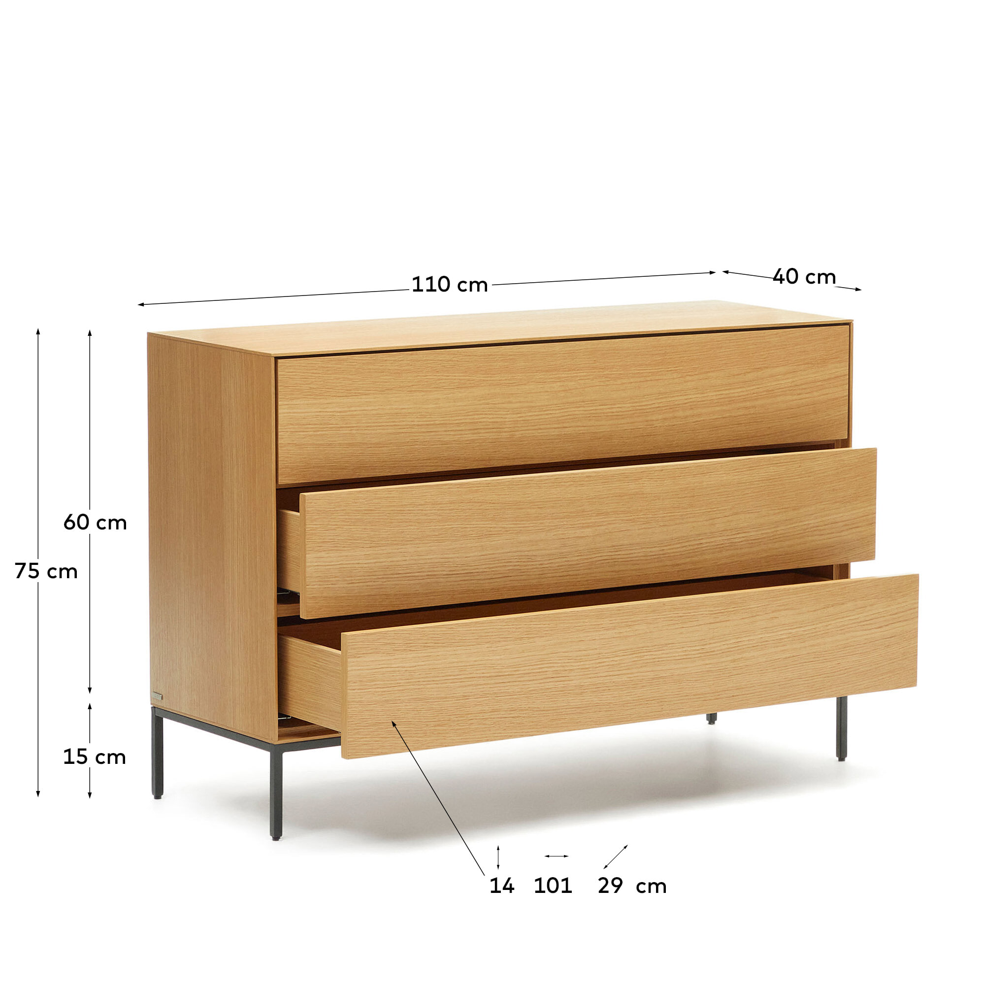 Kave Home Ladekast 'Vedrana' Eiken, 75 x 110cm