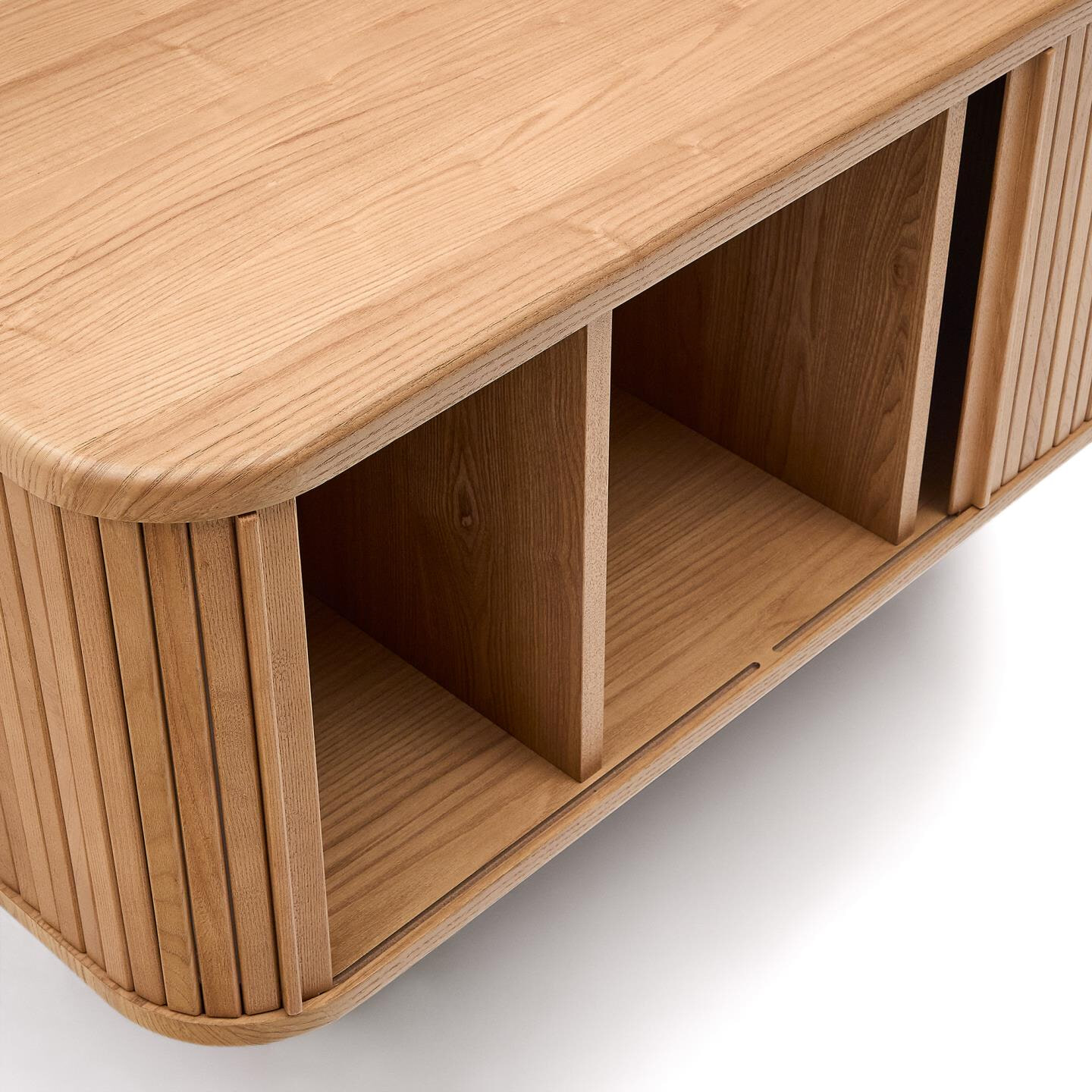 Kave Home Badkamermeubel 'Mailen' Essenhout, 90cm, kleur Naturel (excl. waskom)