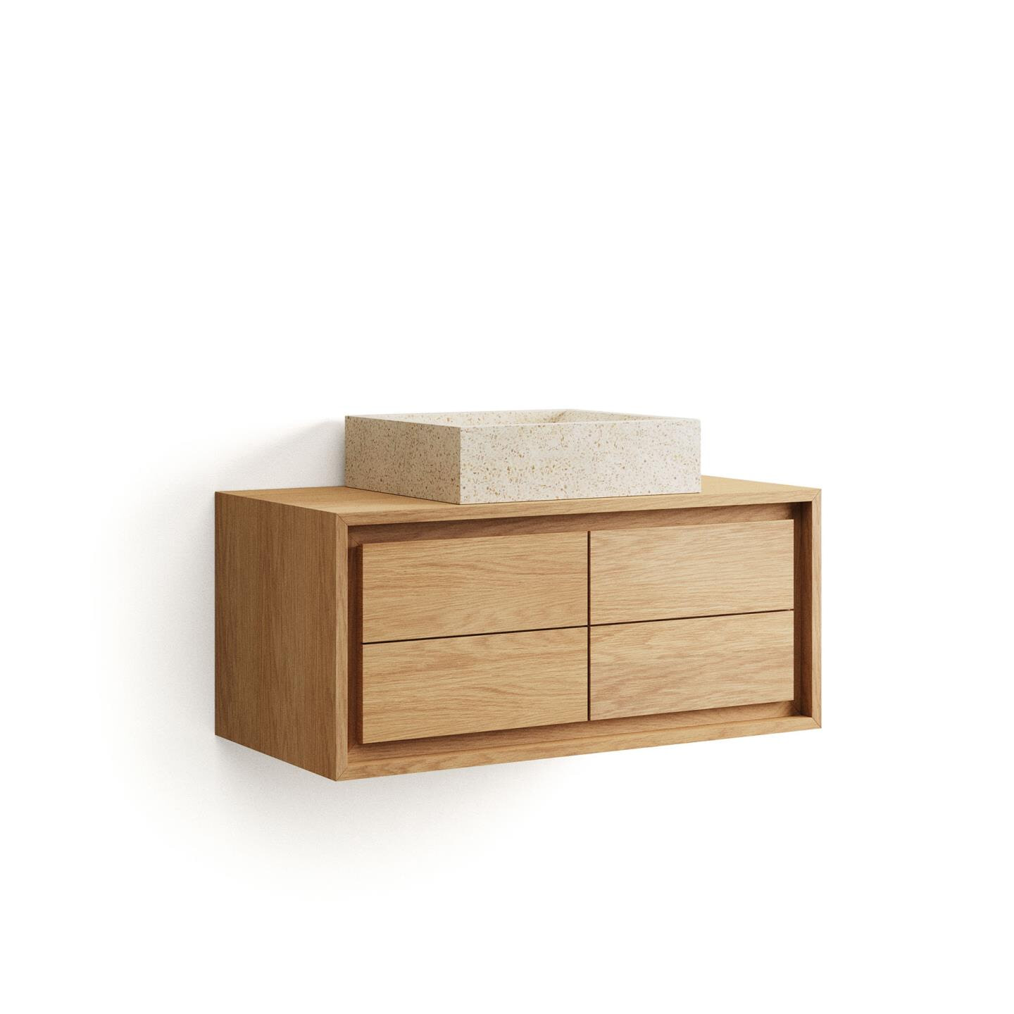 Kave Home Badkamermeubel 'Kenta' Teakhout, kleur Naturel, 90cm (excl. waskom)