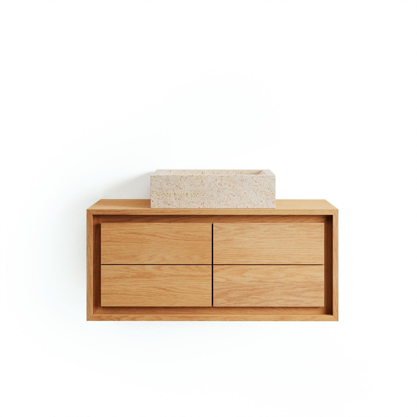 Kave Home Badkamermeubel 'Kenta' Teakhout, kleur Naturel, 90cm (excl. waskom)