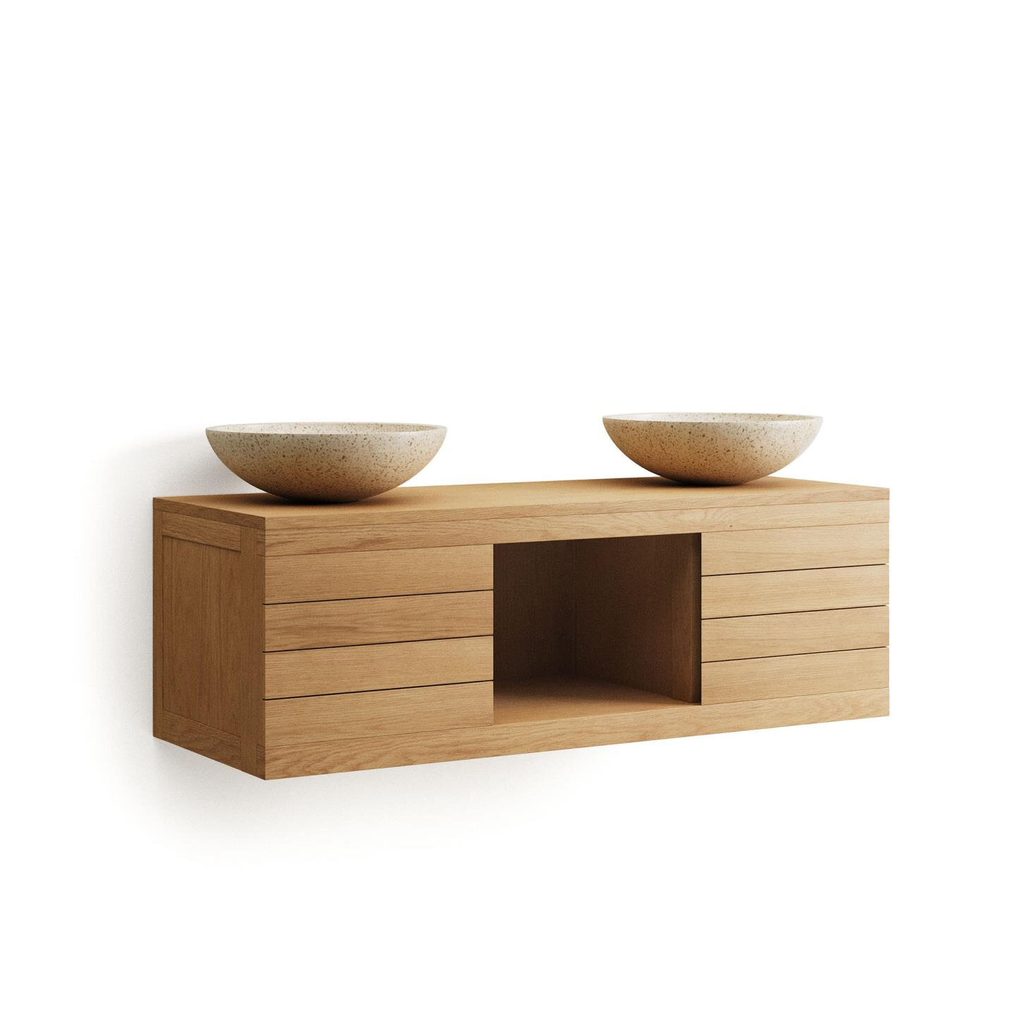 Kave Home Badkamermeubel 'Kenta' Teakhout, kleur Naturel (excl. waskom)