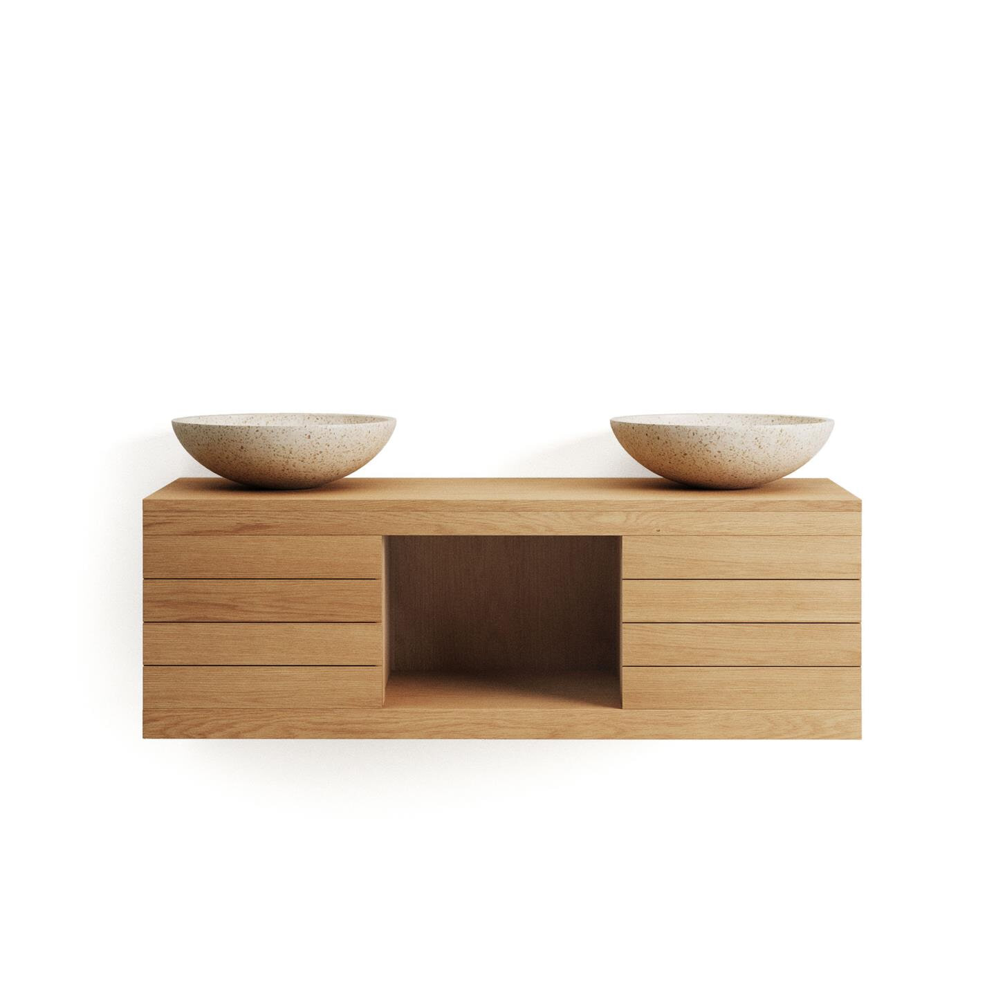 Kave Home Badkamermeubel 'Kenta' Teakhout, kleur Naturel (excl. waskom)