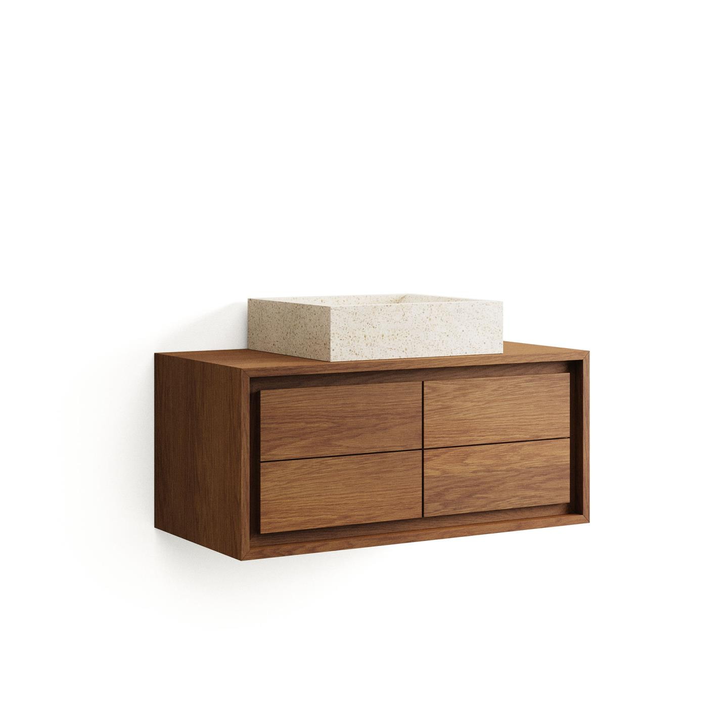 Kave Home Badkamermeubel 'Kenta' Teakhout, kleur Bruin, 90cm (excl. waskom)