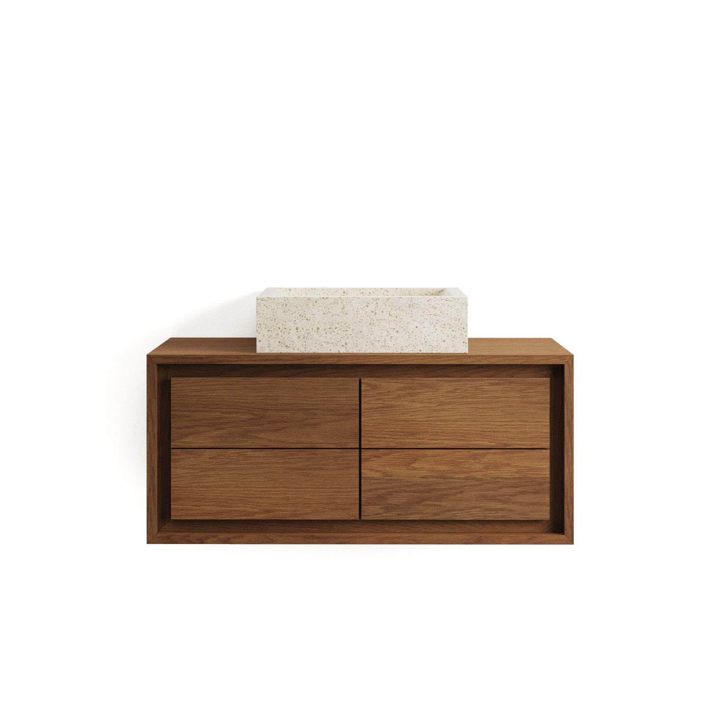 Kave Home Badkamermeubel 'Kenta' Teakhout, kleur Bruin, 90cm (excl. waskom)
