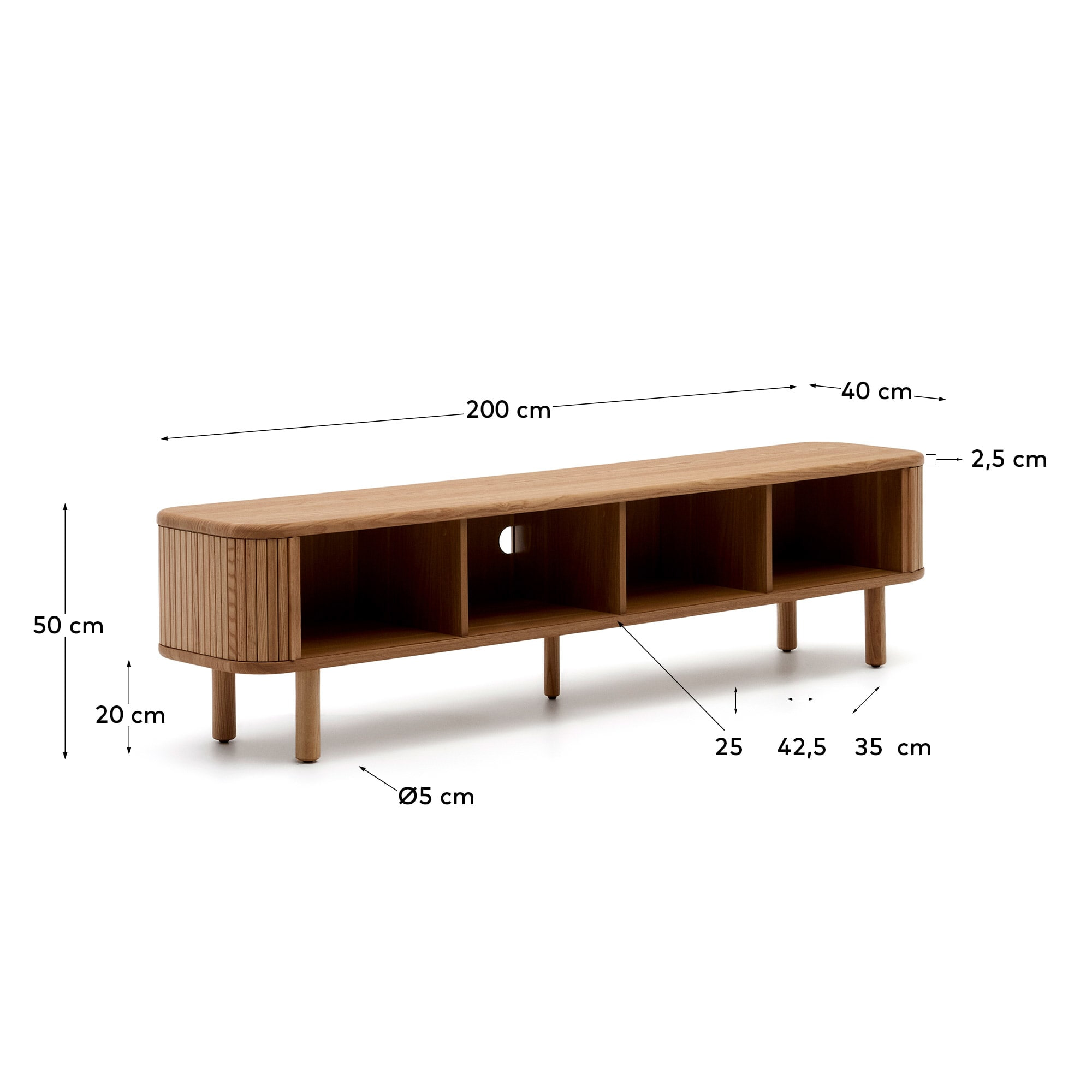 Kave Home TV-meubel 'Mailen' Essenhout, 200cm, kleur Naturel