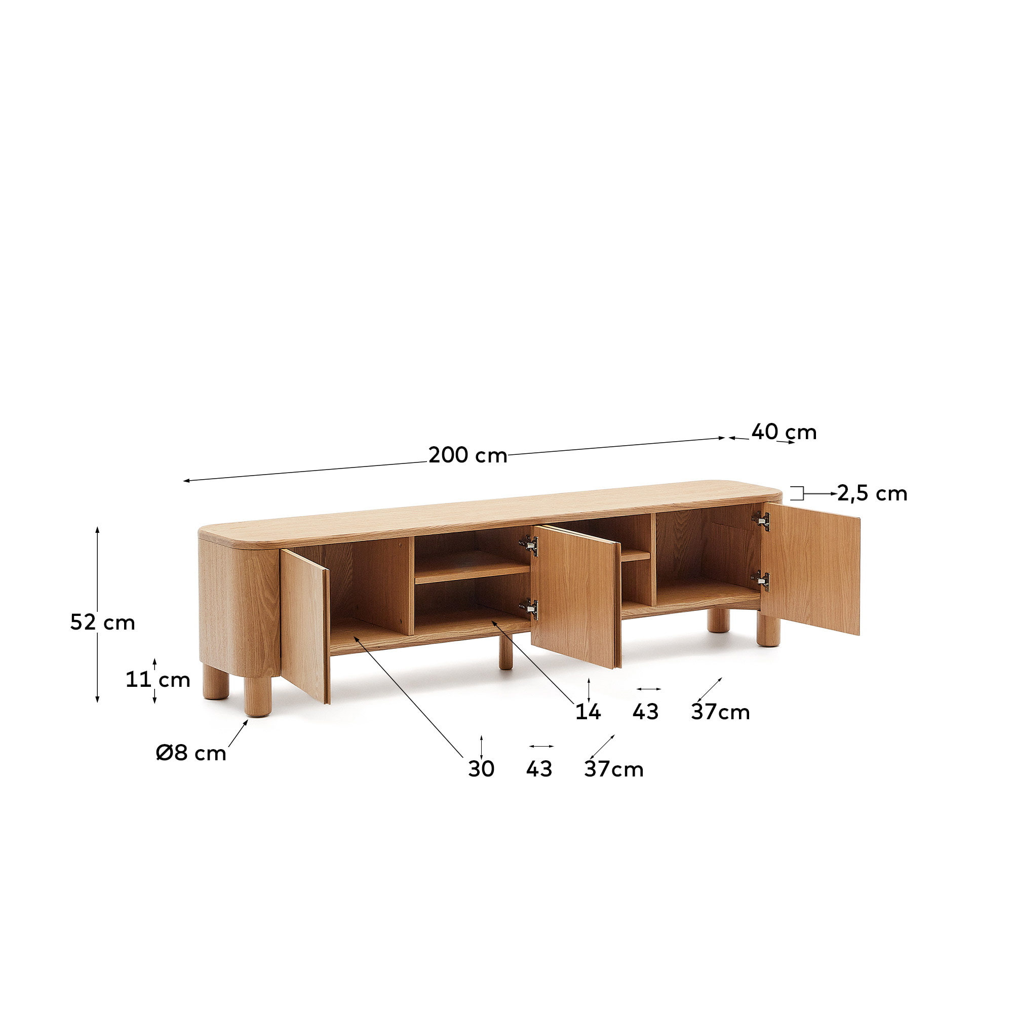 Kave Home TV-meubel 'Salaya' Essenhout, 200cm
