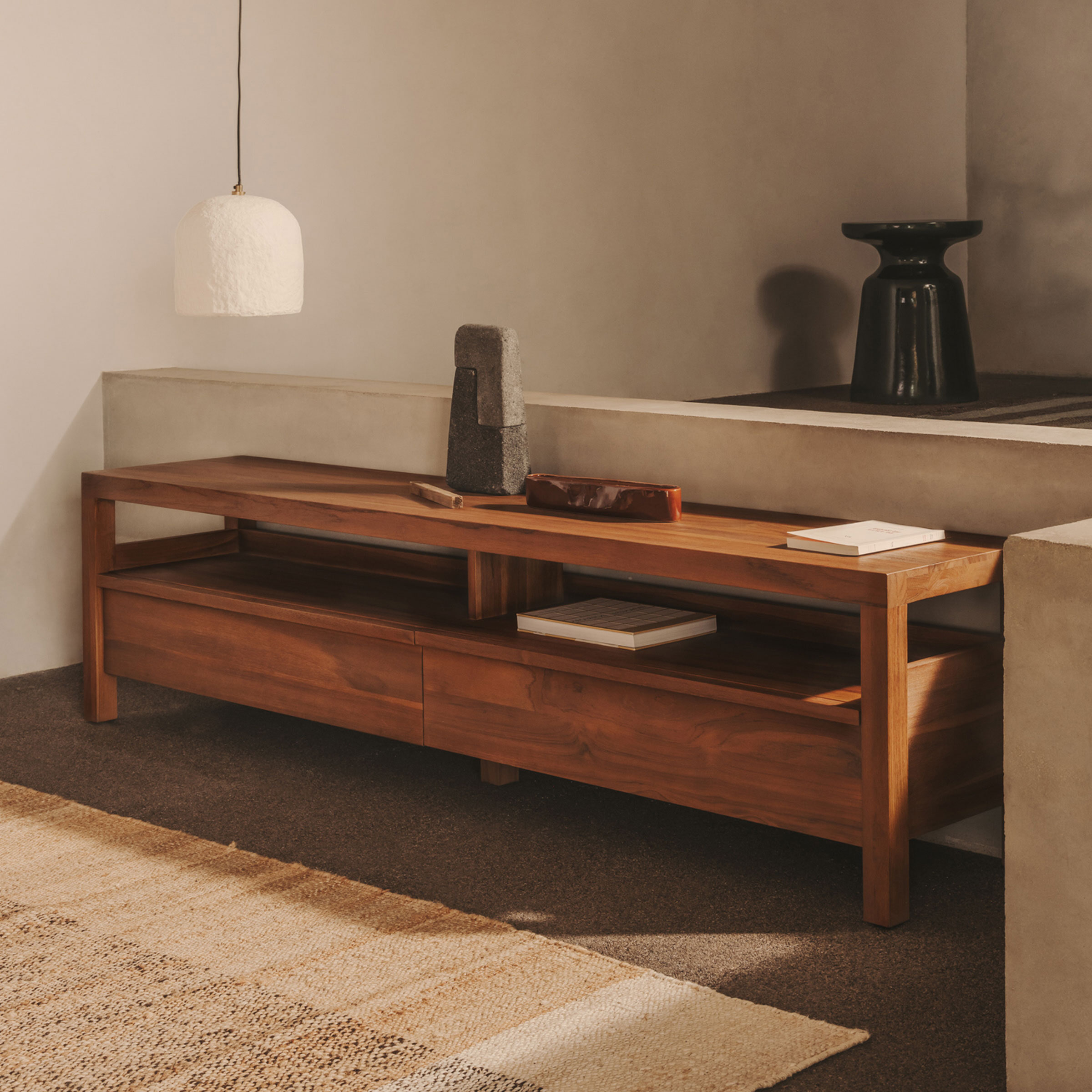 Kave Home TV-meubel Sashi Teakhout, 200cm - Bruin