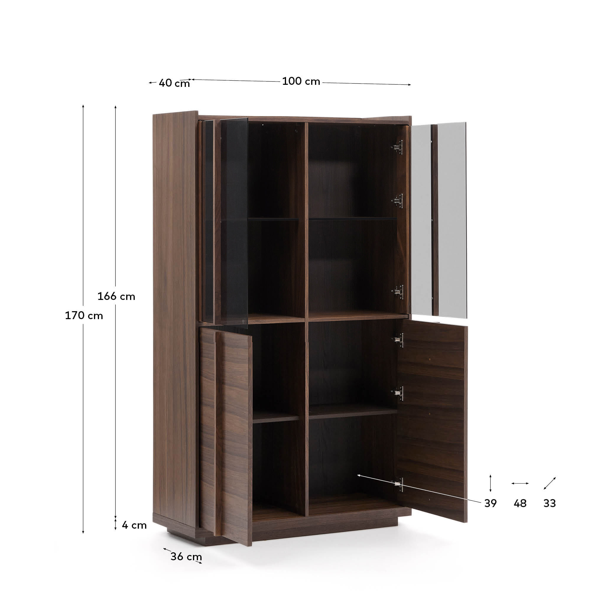 Kave Home Vitrinekast 'Onix' Notenhout, 170 x 100cm