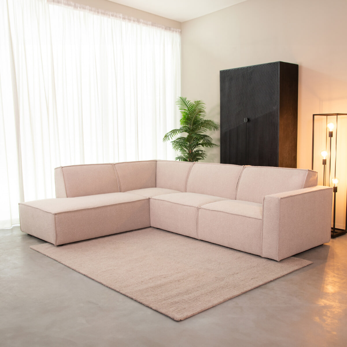 LABEL51 Loungebank 'Kay' Bouclé, 283cm, kleur Naturel