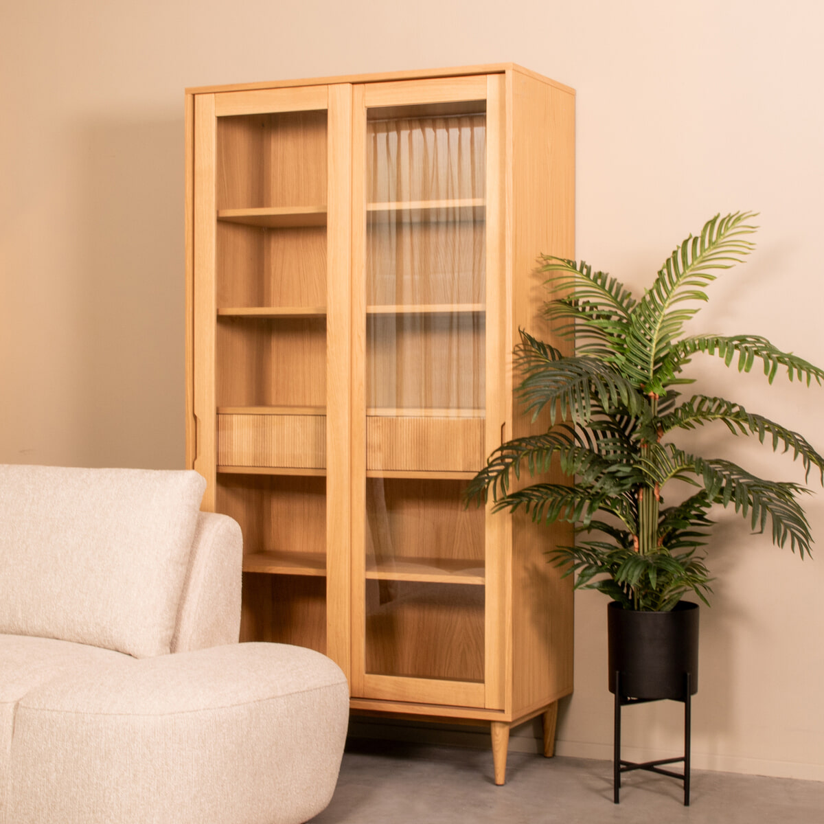 LABEL51 Vitrinekast Jule Naturel Eiken, 180 x 100cm