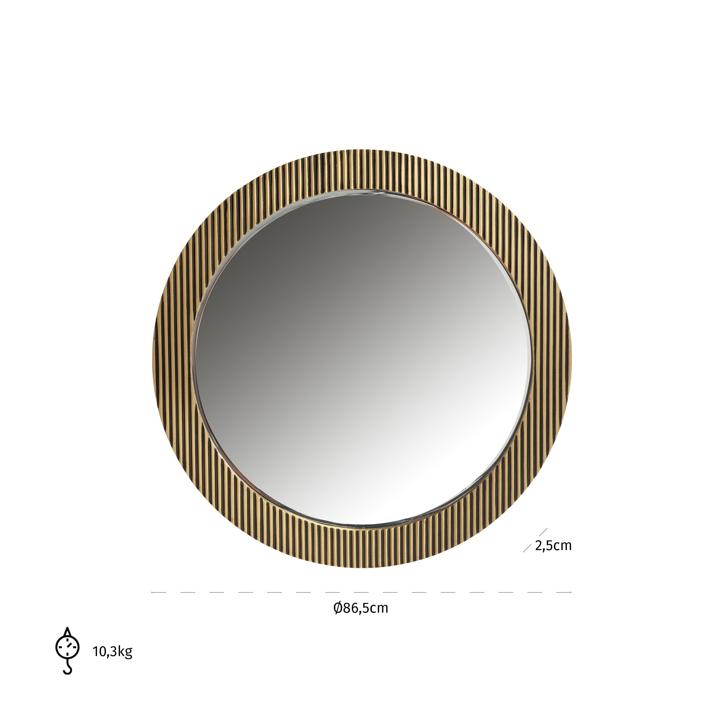 Richmond Ronde Spiegel 'Ironville' Ø86cm, kleur Goud