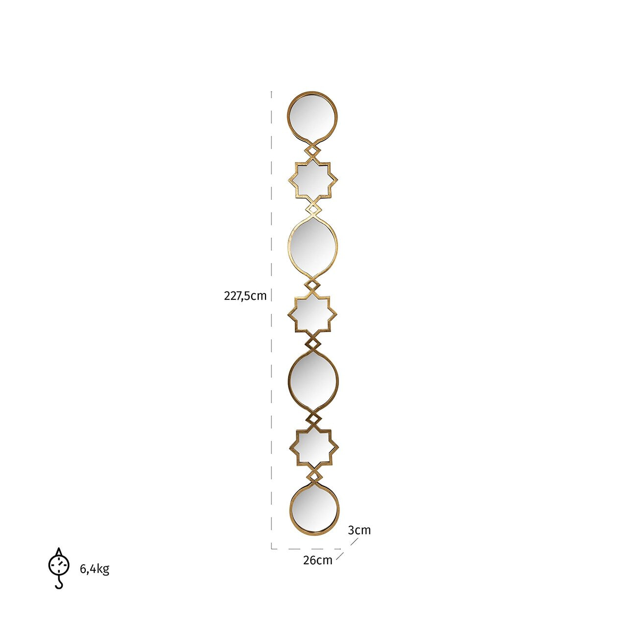 Richmond Spiegel 'Babice' 227 x 26cm