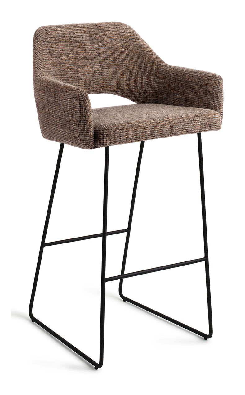 Jesper Home Barkruk Yanai Slide Black - Checked Chestnut (zithoogte 75cm)