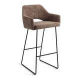 Jesper Home Barkruk 'Yanai' Slide Black, kleur Checked Chestnut (zithoogte 75cm)