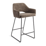 Jesper Home Barstoel 'Yanai' Slide Black, kleur Checked Chestnut (zithoogte 65cm)