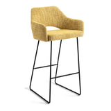 Jesper Home Barkruk 'Yanai' Slide Black, kleur Lemon Lines (zithoogte 75cm)