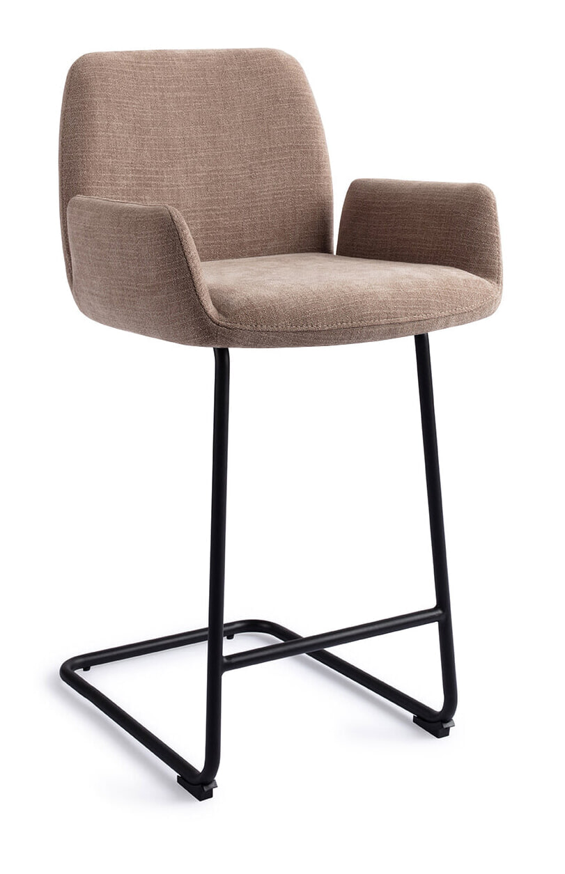 Jesper Home Barstoel 'Misaki' Arch Black, kleur Mocha Mist (zithoogte 66cm)