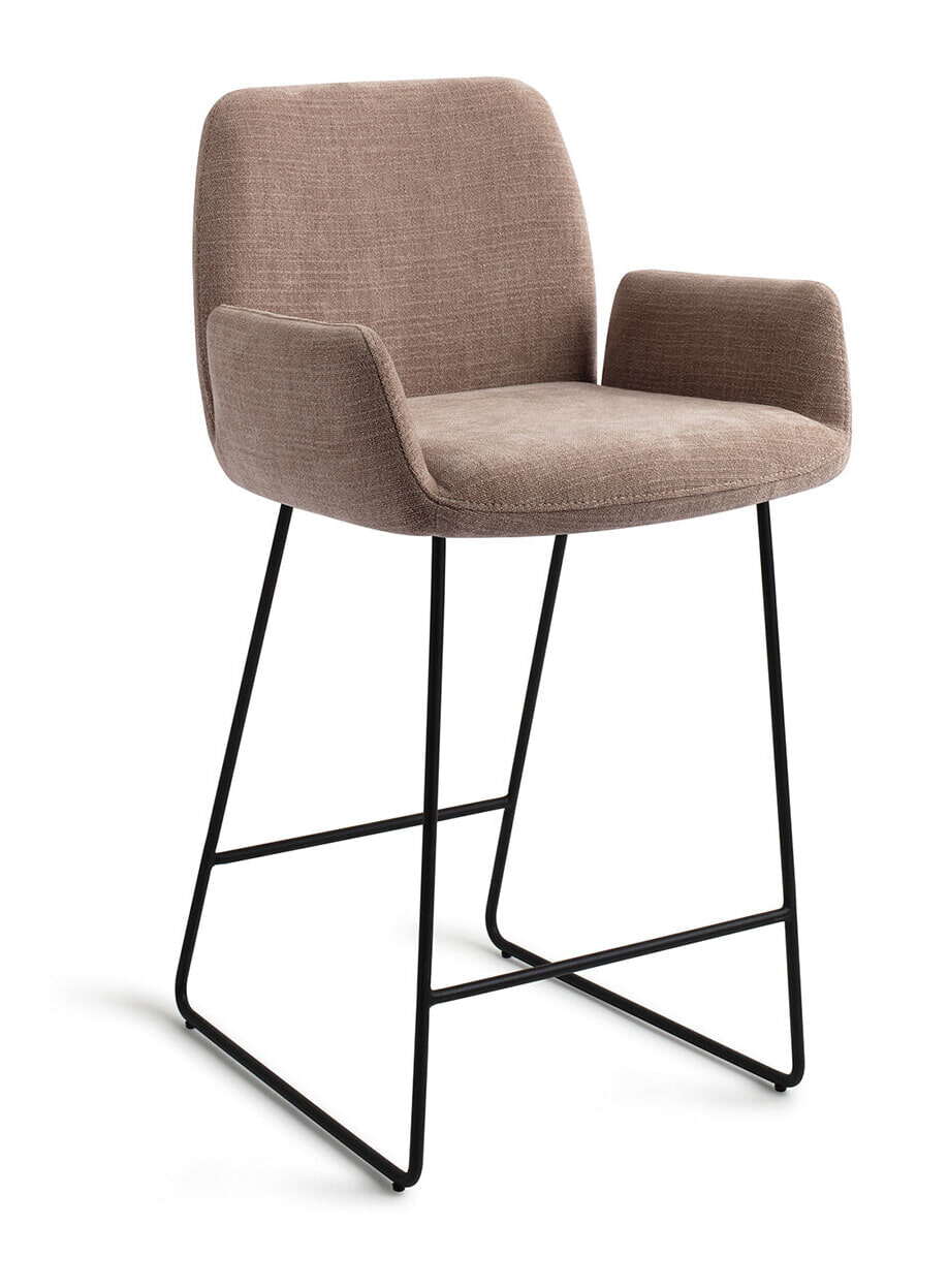 Jesper Home Barstoel 'Misaki' Slide Black, kleur Mocha Mist (zithoogte 66cm)
