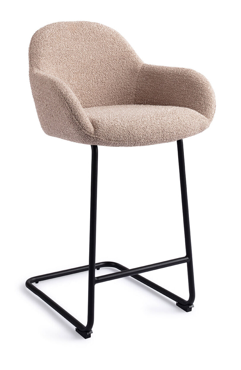 Jesper Home Barstoel 'Kushi' Arch Black, kleur Stone Haze (zithoogte 67cm)