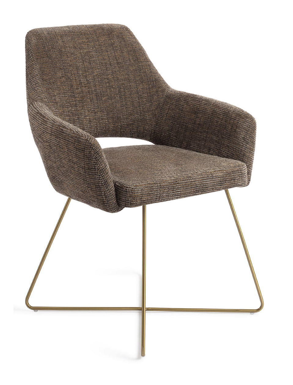 Jesper Home Eetkamerstoel 'Yanai' Cross Gold, kleur Checked Chestnut