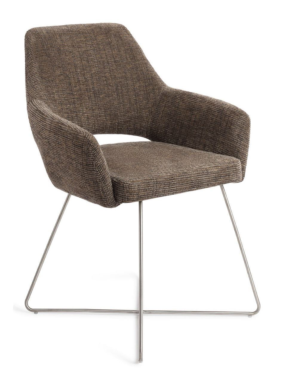 Jesper Home Eetkamerstoel 'Yanai' Cross Steel, kleur Checked Chestnut
