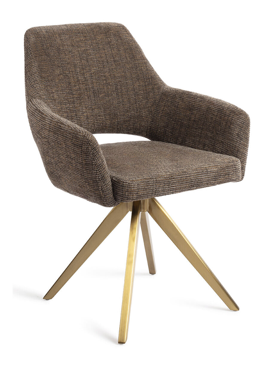 Jesper Home Eetkamerstoel 'Yanai' Turn Gold, kleur Checked Chestnut
