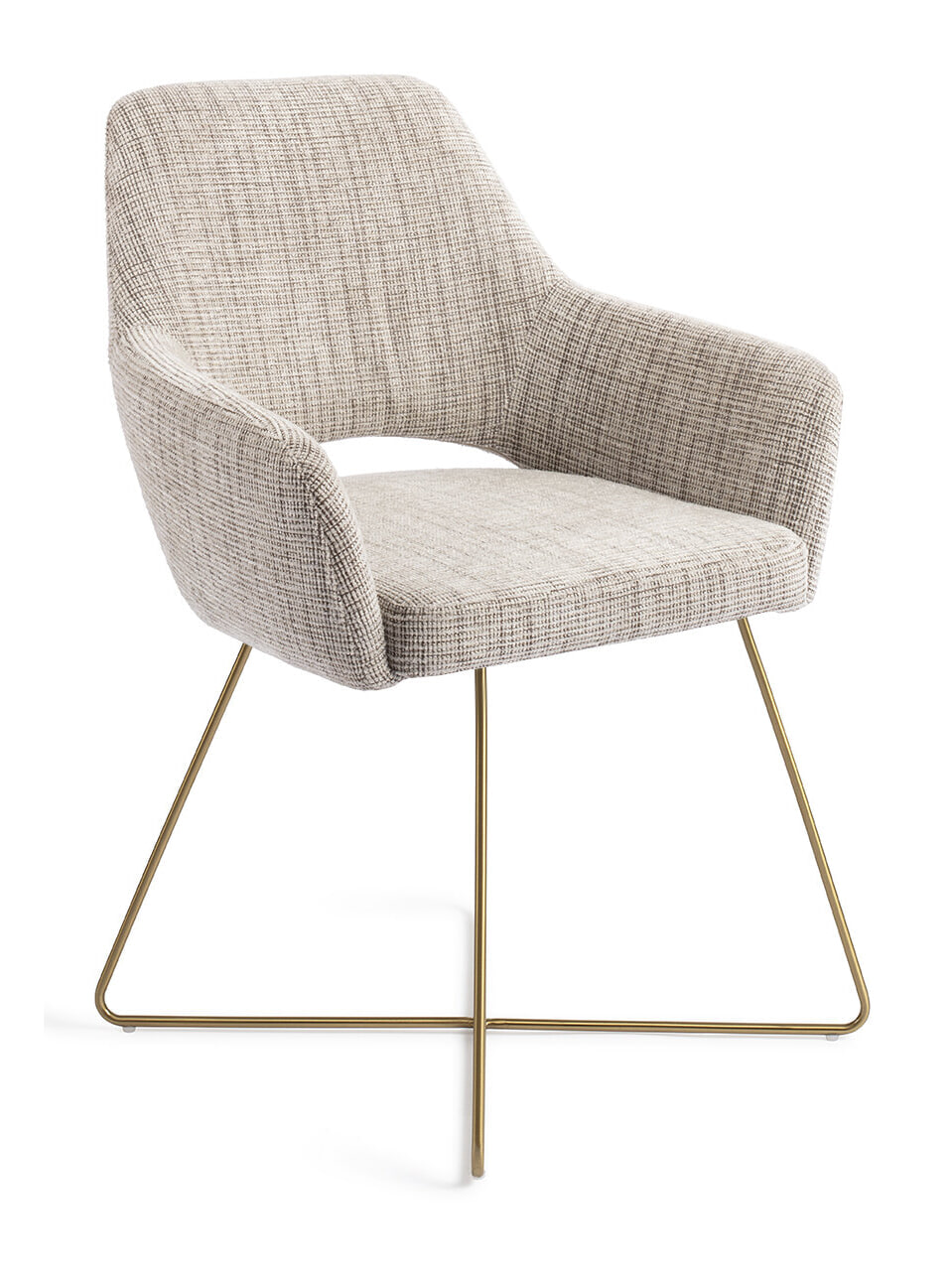 Jesper Home Eetkamerstoel 'Yanai' Cross Gold, kleur Caramel Grid